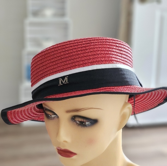 Red and Black Wide Brim Hat - Picture 1 of 5